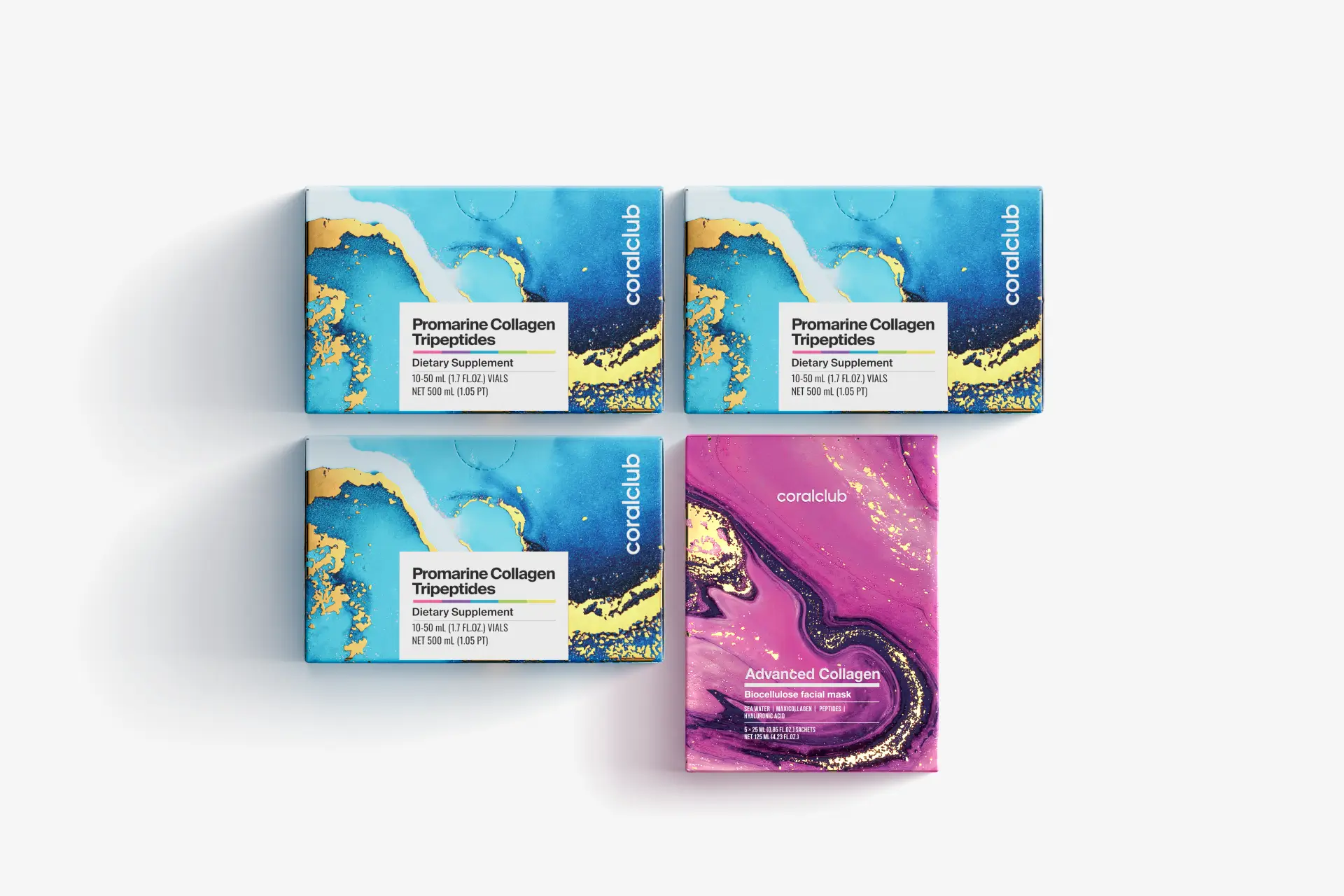 2270315 Pack Promarin Collagen Tripeptides (curso de 1 mes) y mascarillas faciales de biocelulosa Advanced Collagen (5 sobres)