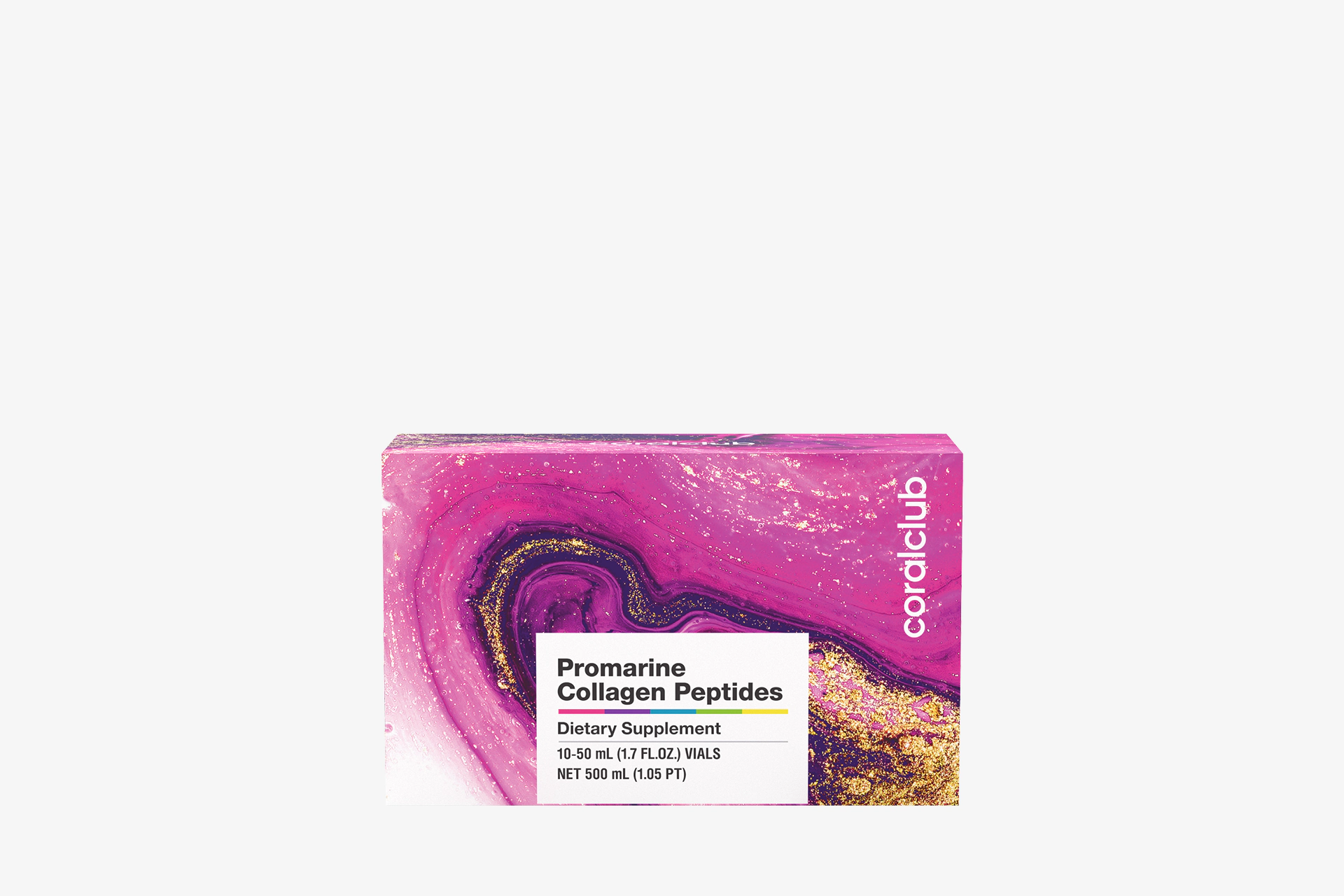 Promarine Collagen Peptides – complemento alimenticio con edulcorantes. 1 envase de 10 viales cada uno. Volumen: 500 ml (10 х 50 ml).